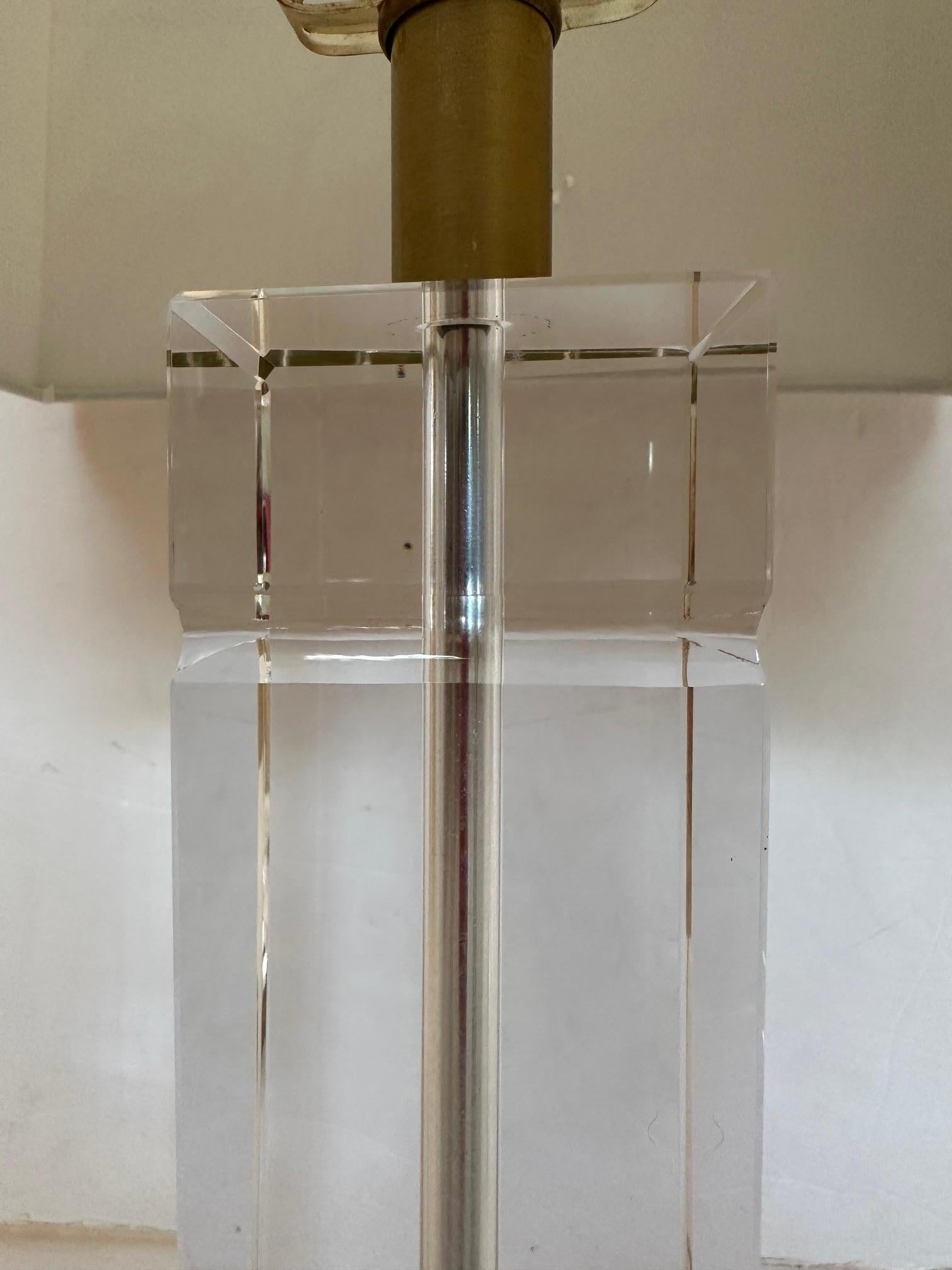 Classic Pair of Sleek Glass Table Lamps with Crystal Finials In Good Condition For Sale In Hopewell, NJ