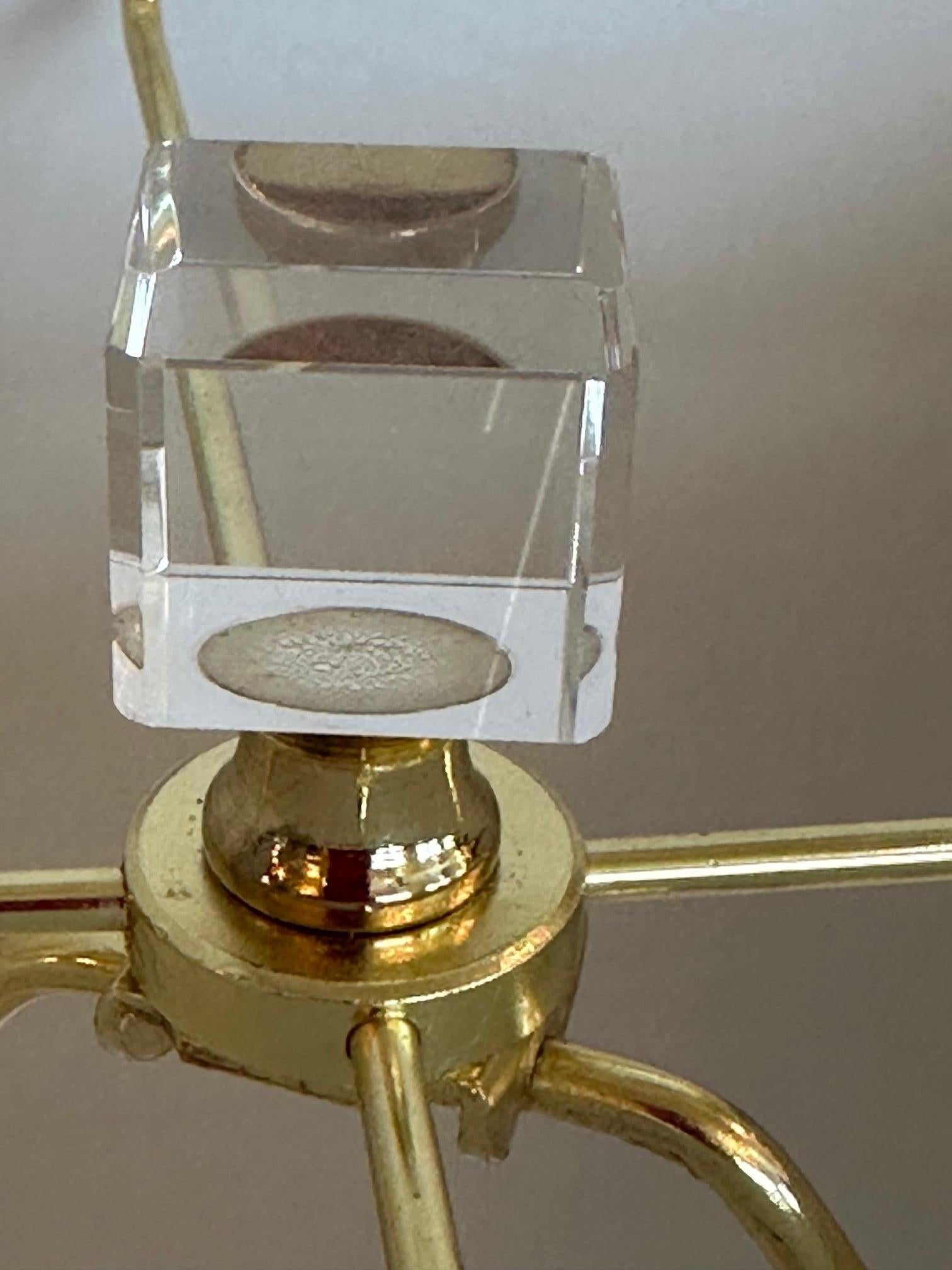 Late 20th Century Classic Pair of Sleek Glass Table Lamps with Crystal Finials For Sale