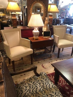 Classic Pair of Tailored Sophisticated Upholstered Club Chairs by Hickory Chair