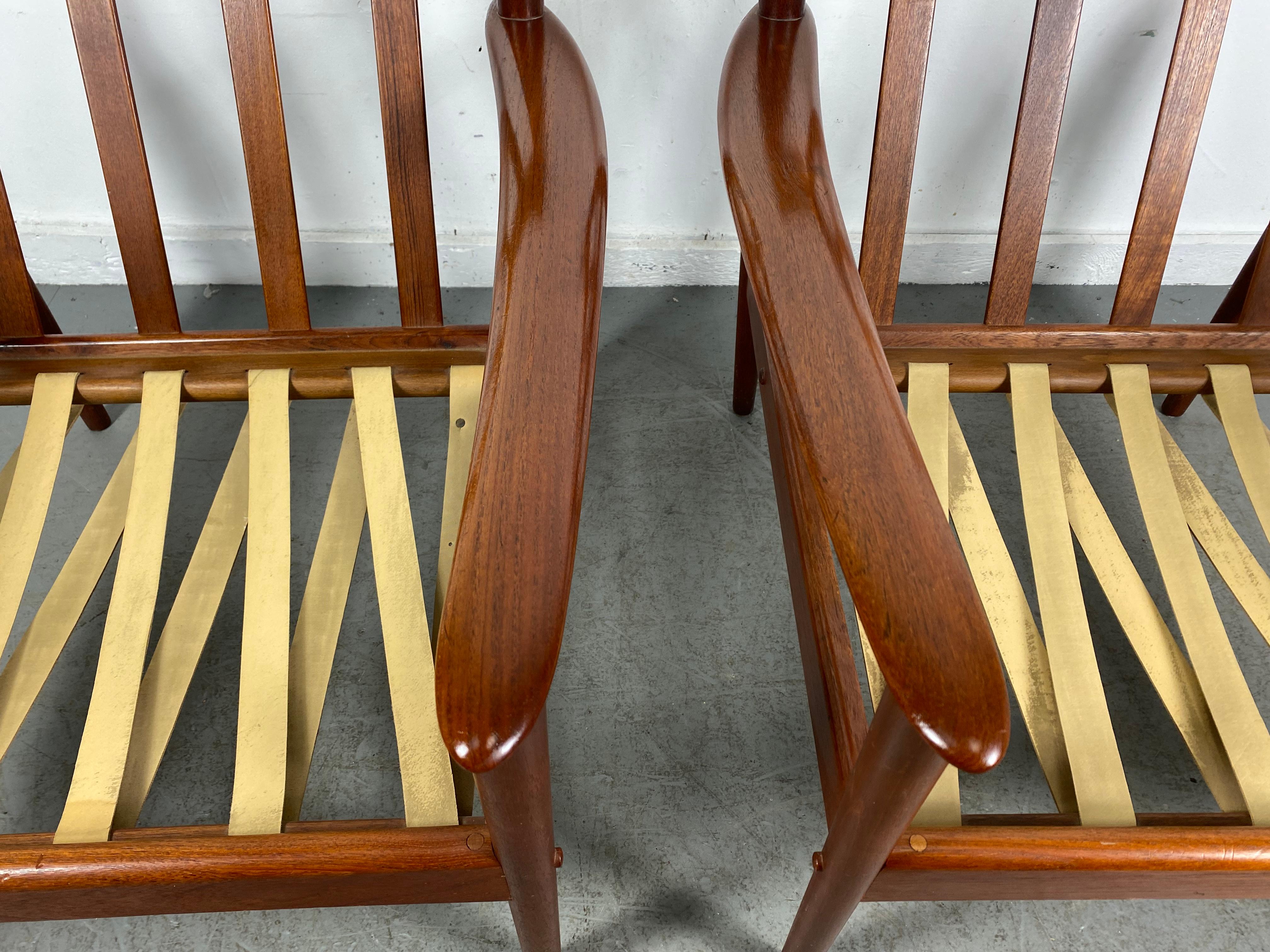 Classic Pair Teak Easy Chairs Designed by Grete Jalk, Made in Denmark 5