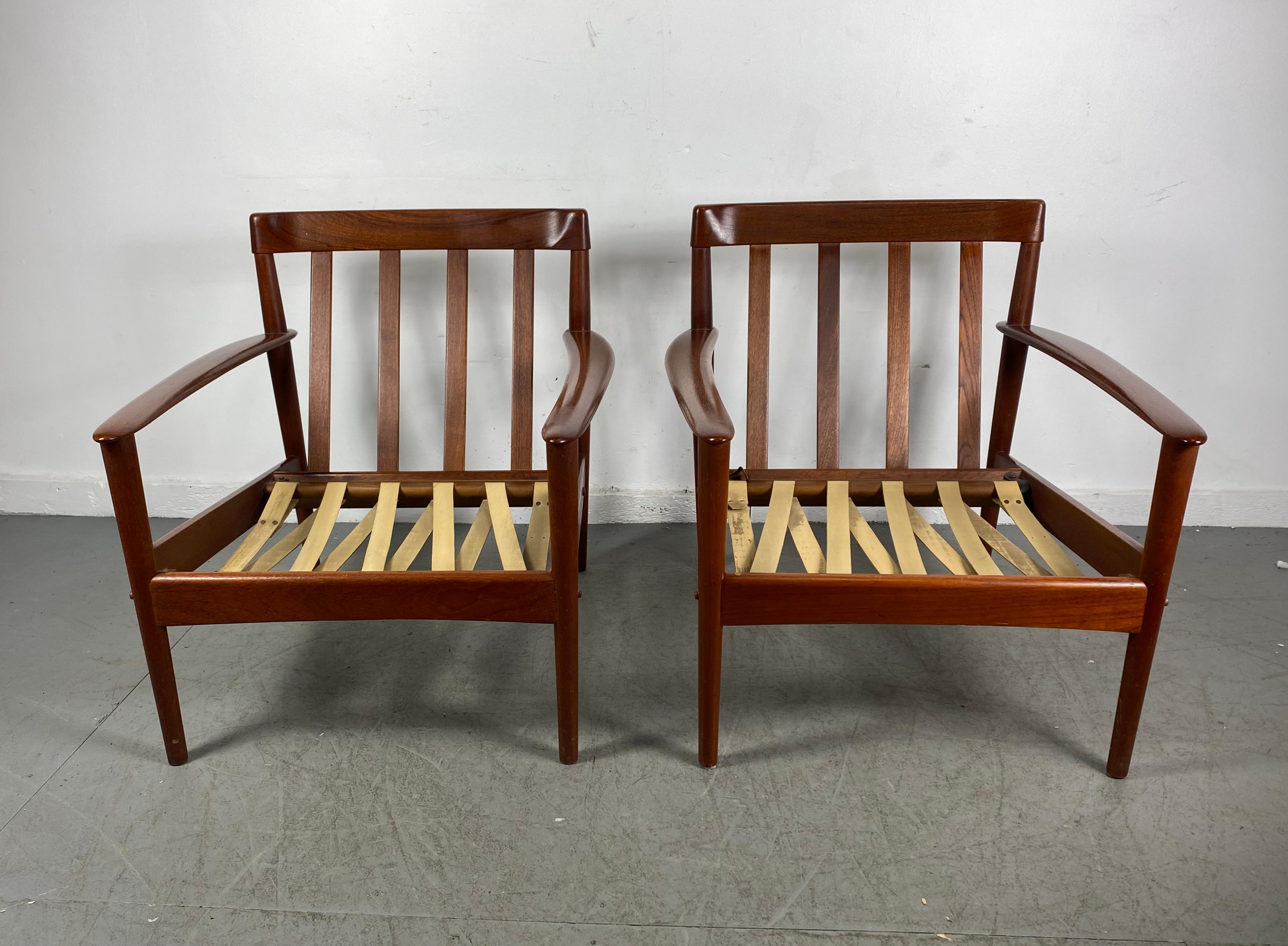 Classic Pair Teak Easy Chairs Designed by Grete Jalk, Made in Denmark 7