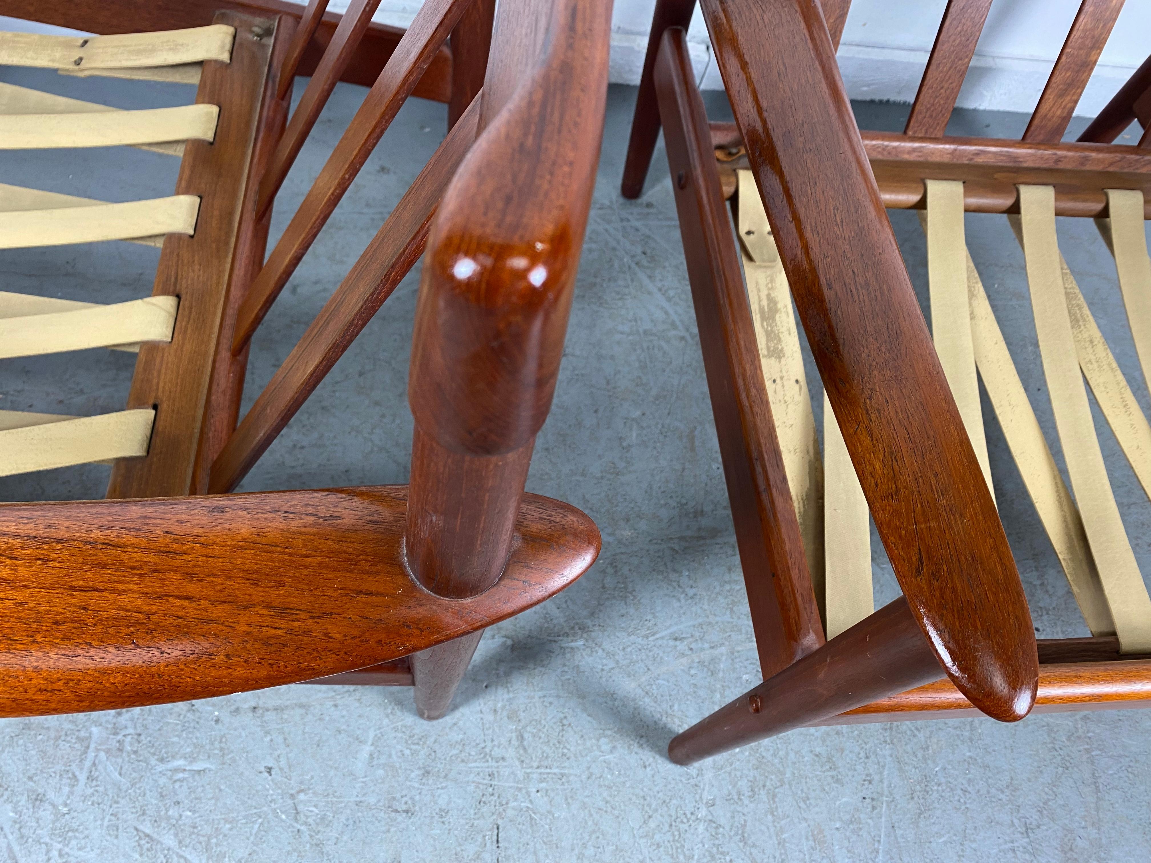 Classic Pair Teak Easy Chairs Designed by Grete Jalk, Made in Denmark 3