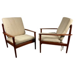 Classic Pair Teak Easy Chairs Designed by Grete Jalk, Made in Denmark