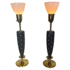 Classic Pair Tommi Parzinger Rhinestone studded lamps.. Modernist / Regency