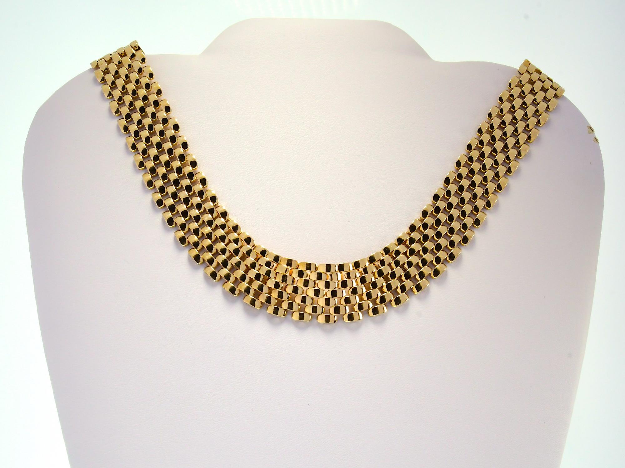 Contemporary Classic Panther Collar 14 Karat Yellow Gold Necklace 62 Grams