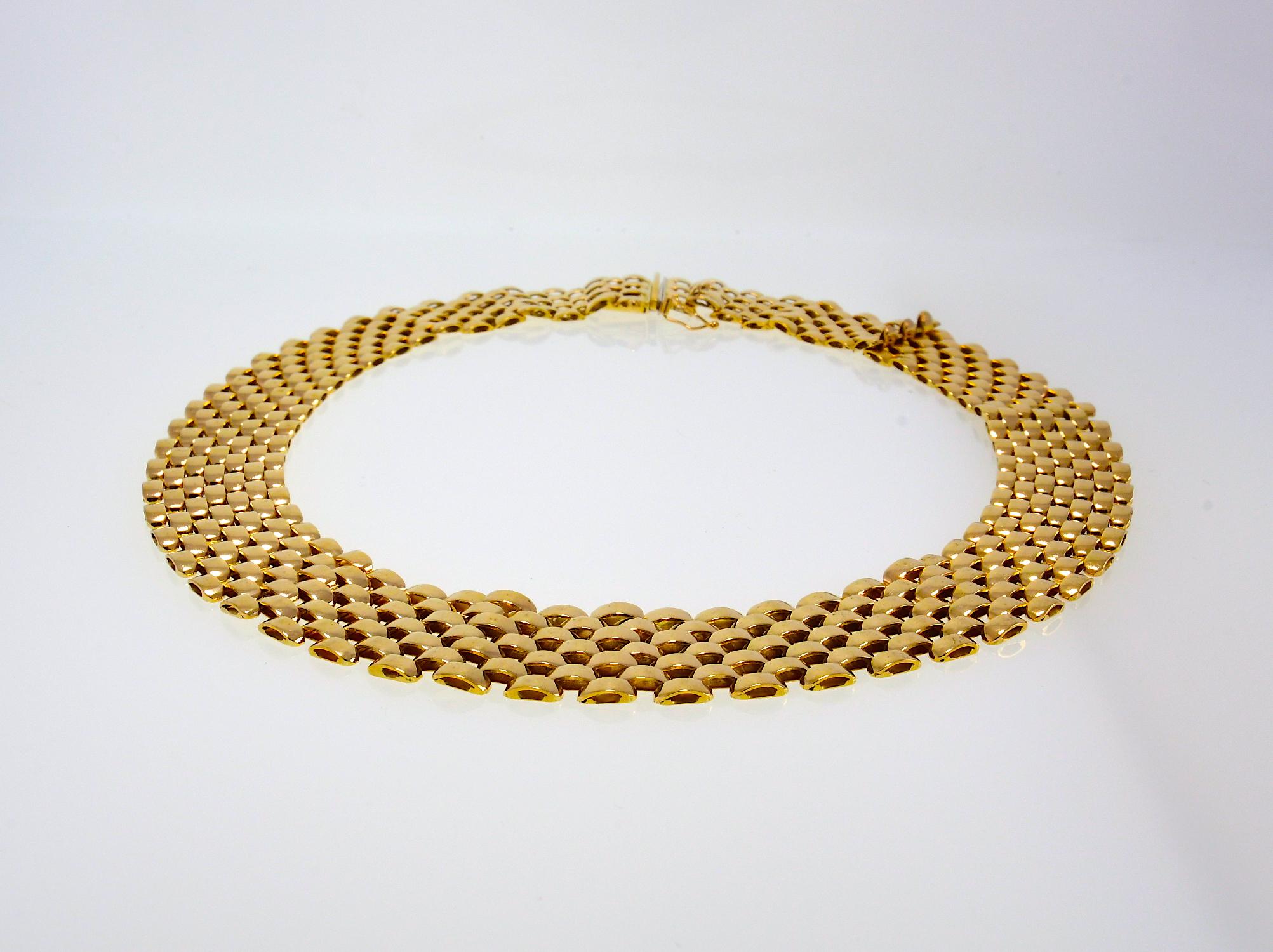 Women's Classic Panther Collar 14 Karat Yellow Gold Necklace 62 Grams