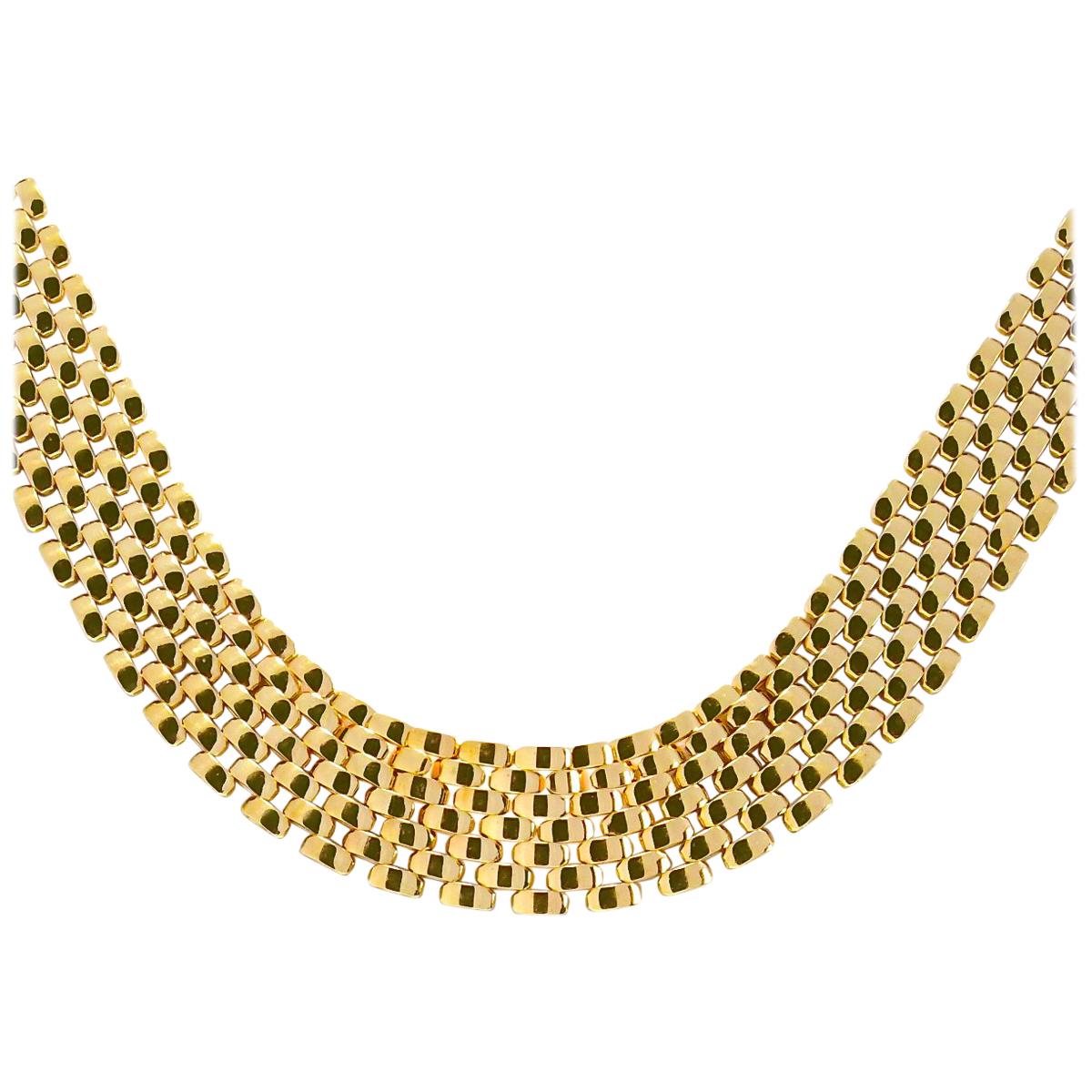 Classic Panther Collar 14 Karat Yellow Gold Necklace 62 Grams