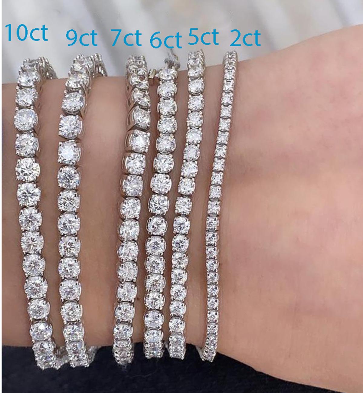 Classic Diamond Tennis Bracelet Different Carat Weight Options 

Price Is shown is for 6 inch. ask for a price in your wrist size or other carat weights. Can also make in yellow gold.

Can be sized to any wrist size, this bracelet will be made to