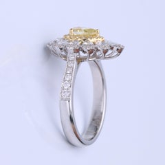 Classic Pear-Cut Yellow Diamond with Round-Cut White Diamond 18k TT Gold Ring