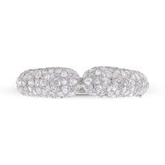Classic Pear, Rose, Round-Cut White Diamond 18k White Gold Bangle