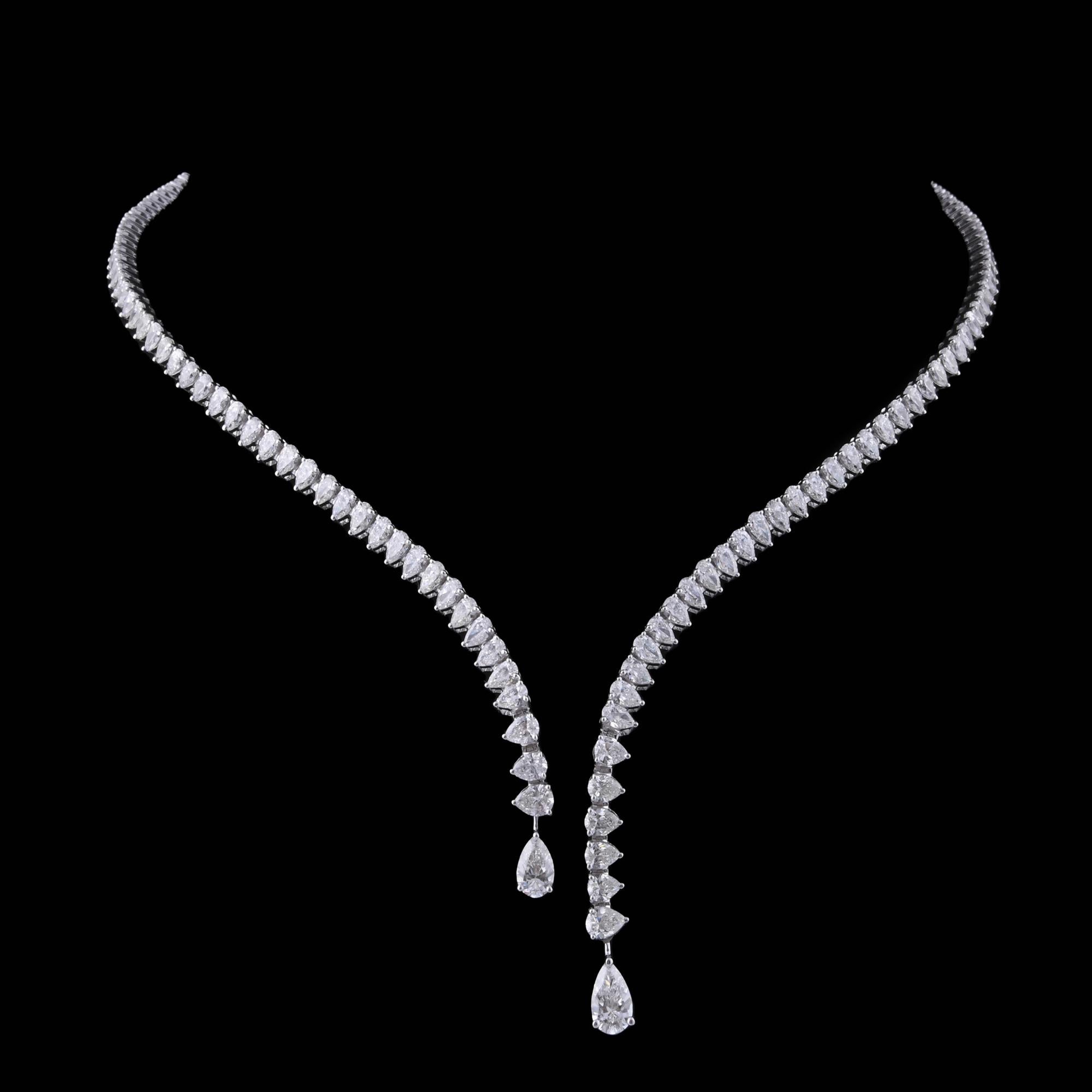 Collana classica con colletto a V di diamanti a forma di pera in oro bianco 18 carati in vendita 2