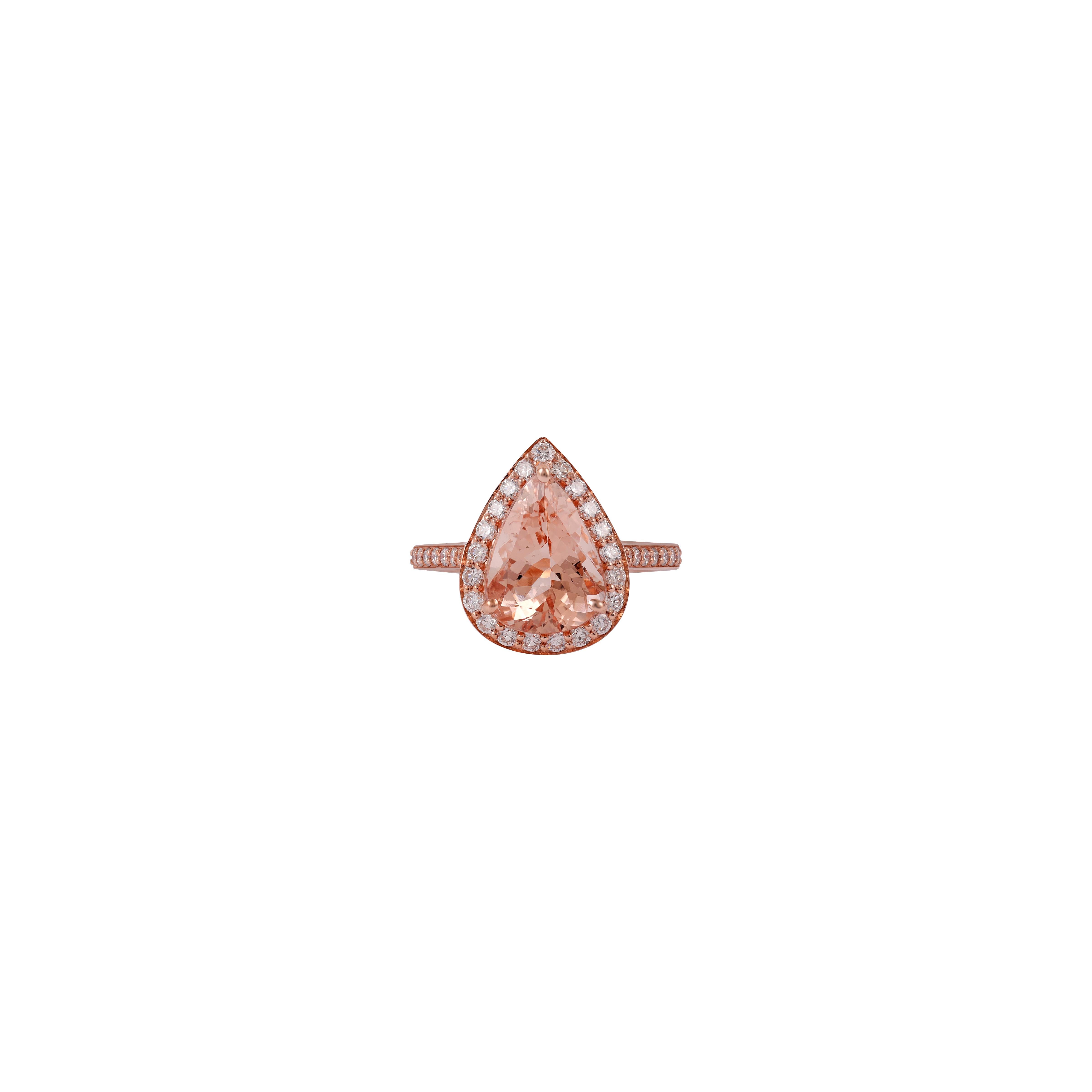 Classic Pear Shape Morganite with Round-Cut Diamond 18k Rose Gold Ring

Stunning, timeless and classy Unique Ring. Decorate yourself in luxury with this Gin & Grace Ring. The 18K Rose Gold jewelry boasts with Pear-cut 1 pcs 3.29 carat Morganite and