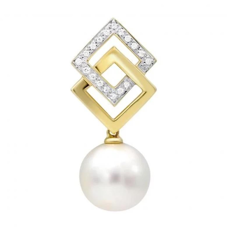 Modern Classic Pearl Diamond Yellow White Gold Pendant for Her For Sale