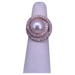 Classic Pearl Ring with Diamond Accents in 14K Yellow Gold