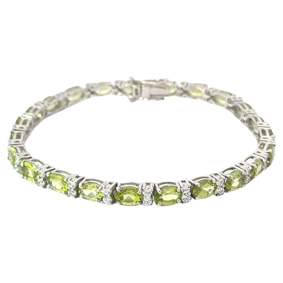 Classic Peridot & Zirkonia Eternity Tennisarmband für Oma Geschenk in Silber im Angebot