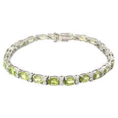 Classic Peridot & Zirconia Eternity Tennis Bracelet for Grandma Gift in Silver