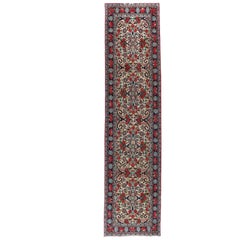 Classic Persian Hand-Knotted Sarouk Wool Floral Runner Rug 3x12