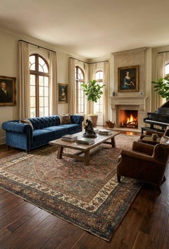 Tappeto persiano classico tessuto a mano con medaglione a diamante centrale