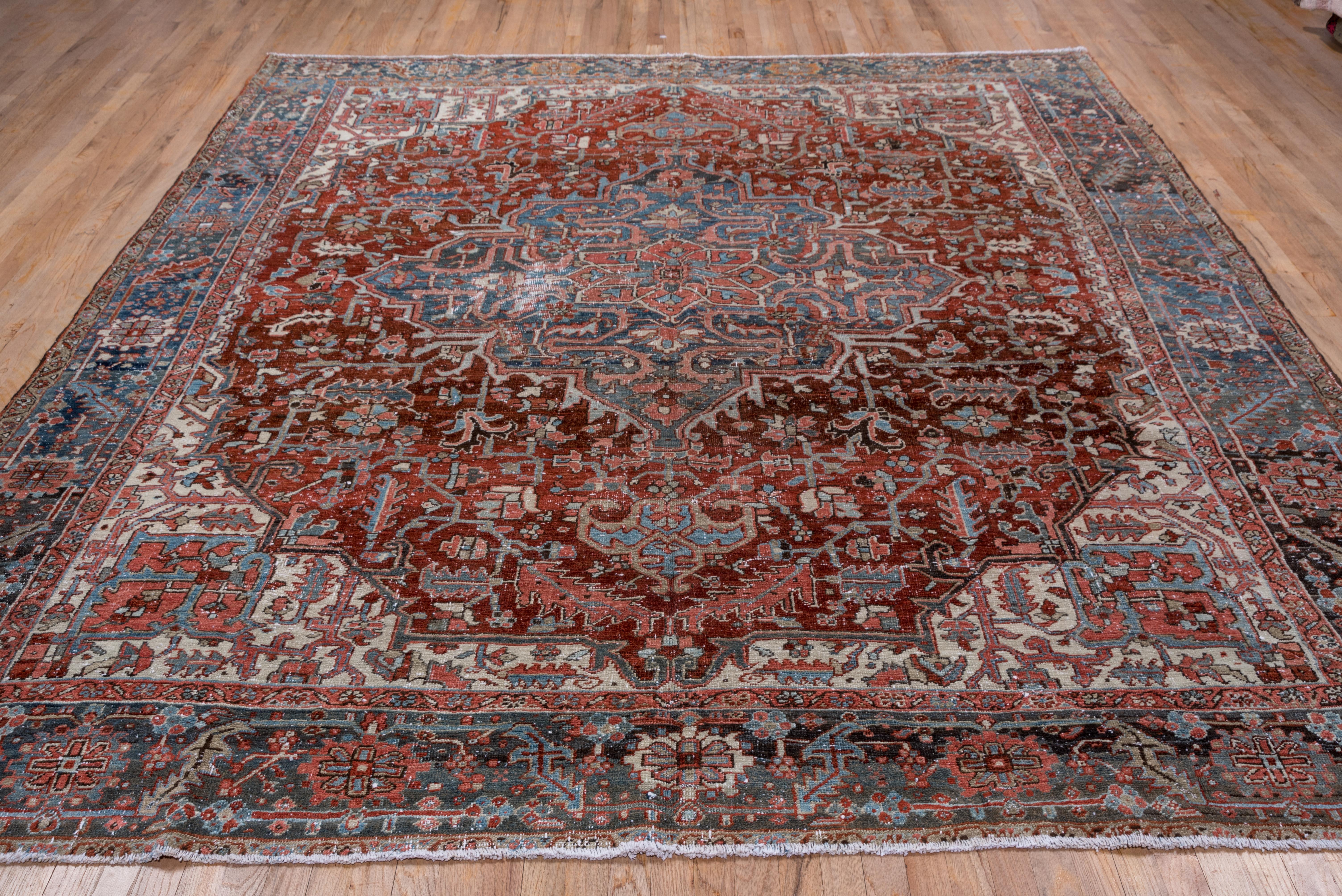 Hand-Knotted Classic Persian Heriz Carpet, circa 1910s For Sale