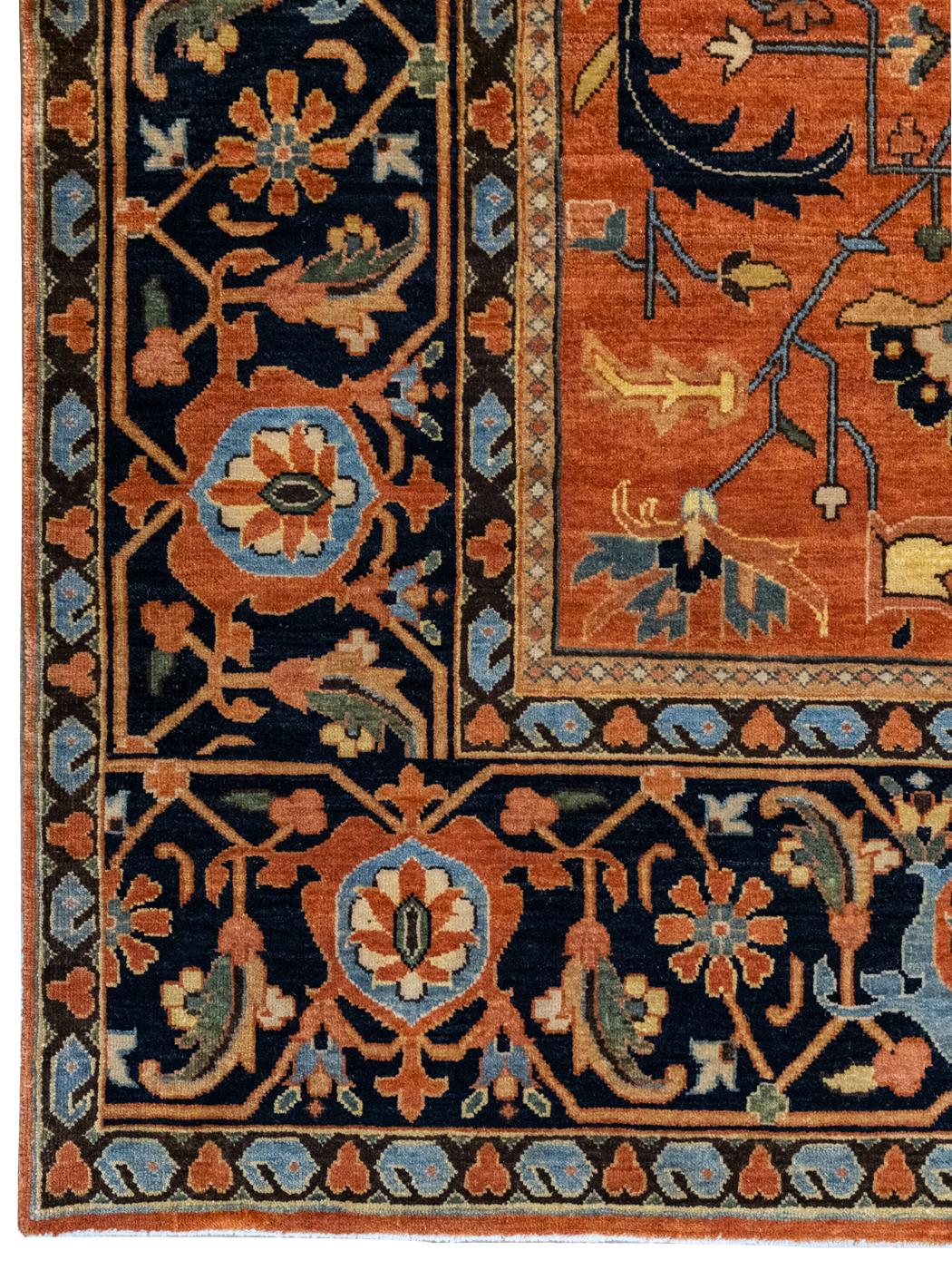 Classic Persian Serapi Carpet in Orange, Indigo, and Blue In New Condition In New York, NY