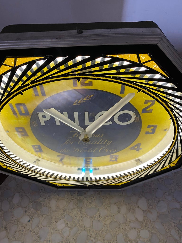 Classic Philco Neon Spinner Clock, Neon Products / Lima Ohio at 1stDibs