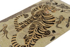 Classic Pictorial Korean Tiger Rug in Beige/Brown and Brown by Rug & Kilim