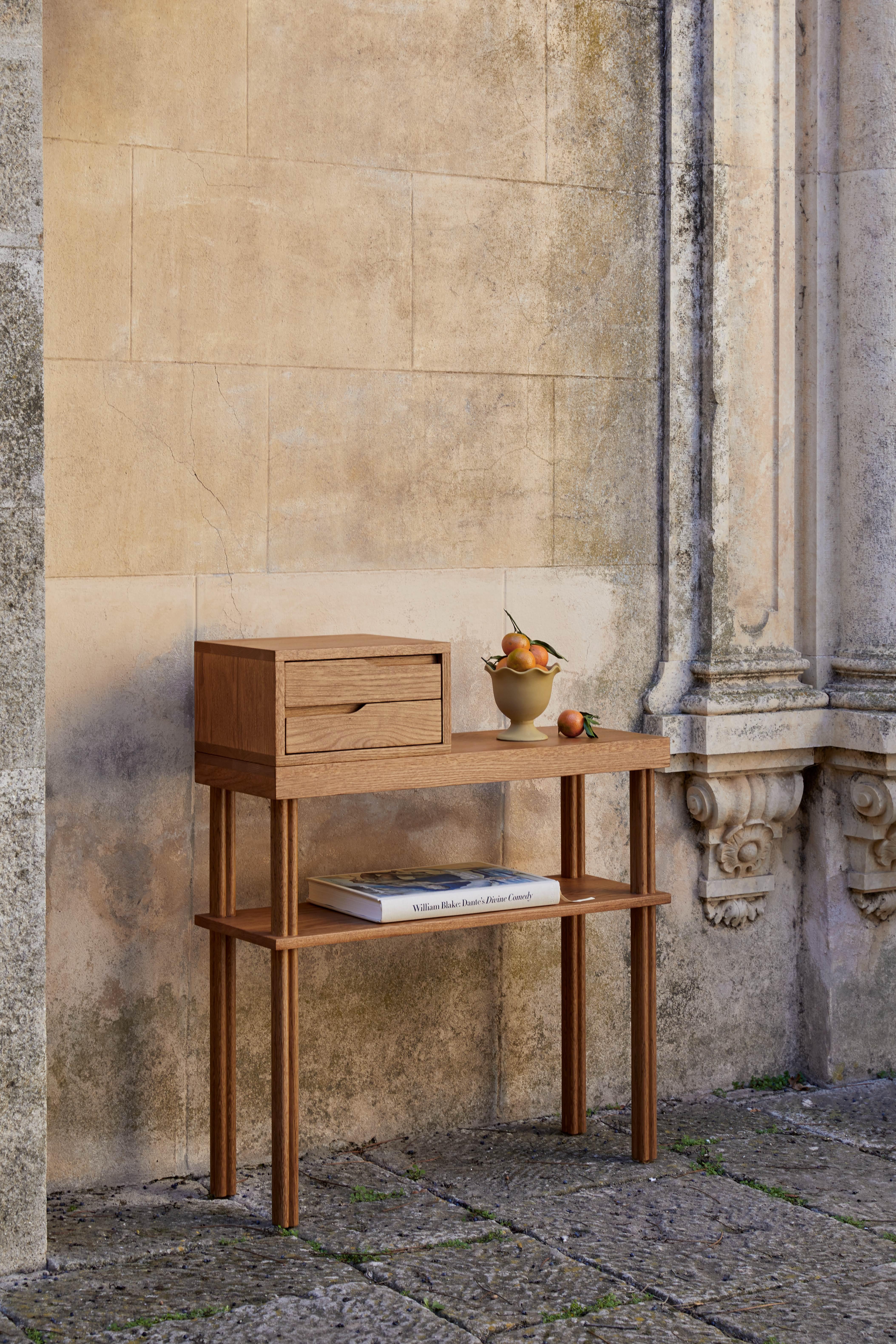 Spanish Classic Pillar Console in Cream Lacquer For Sale