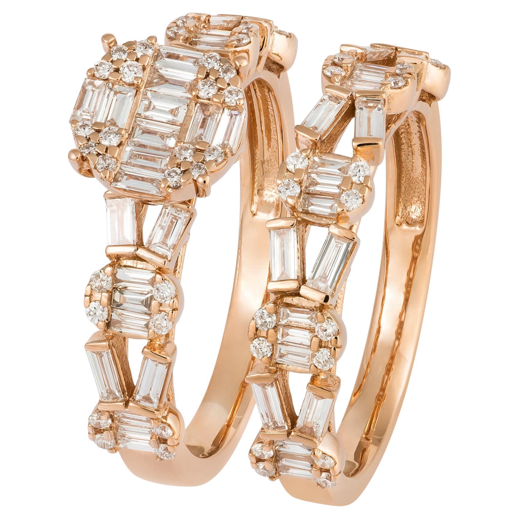 Classic Pink 18K Gold Weißer Diamant Ring für Sie