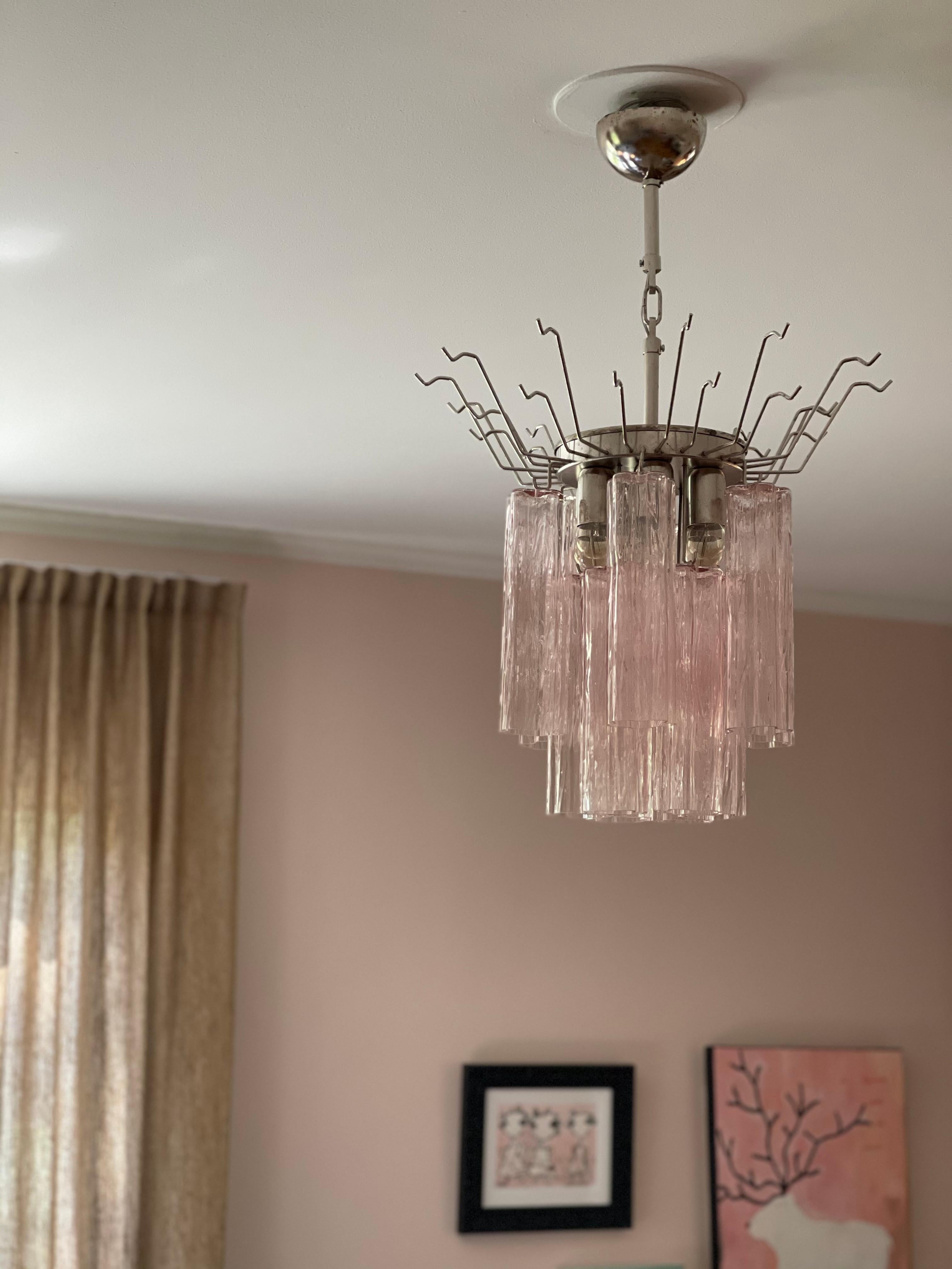 XXIe siècle et contemporain Chandelier classique rose de Murano Tronchi en vente