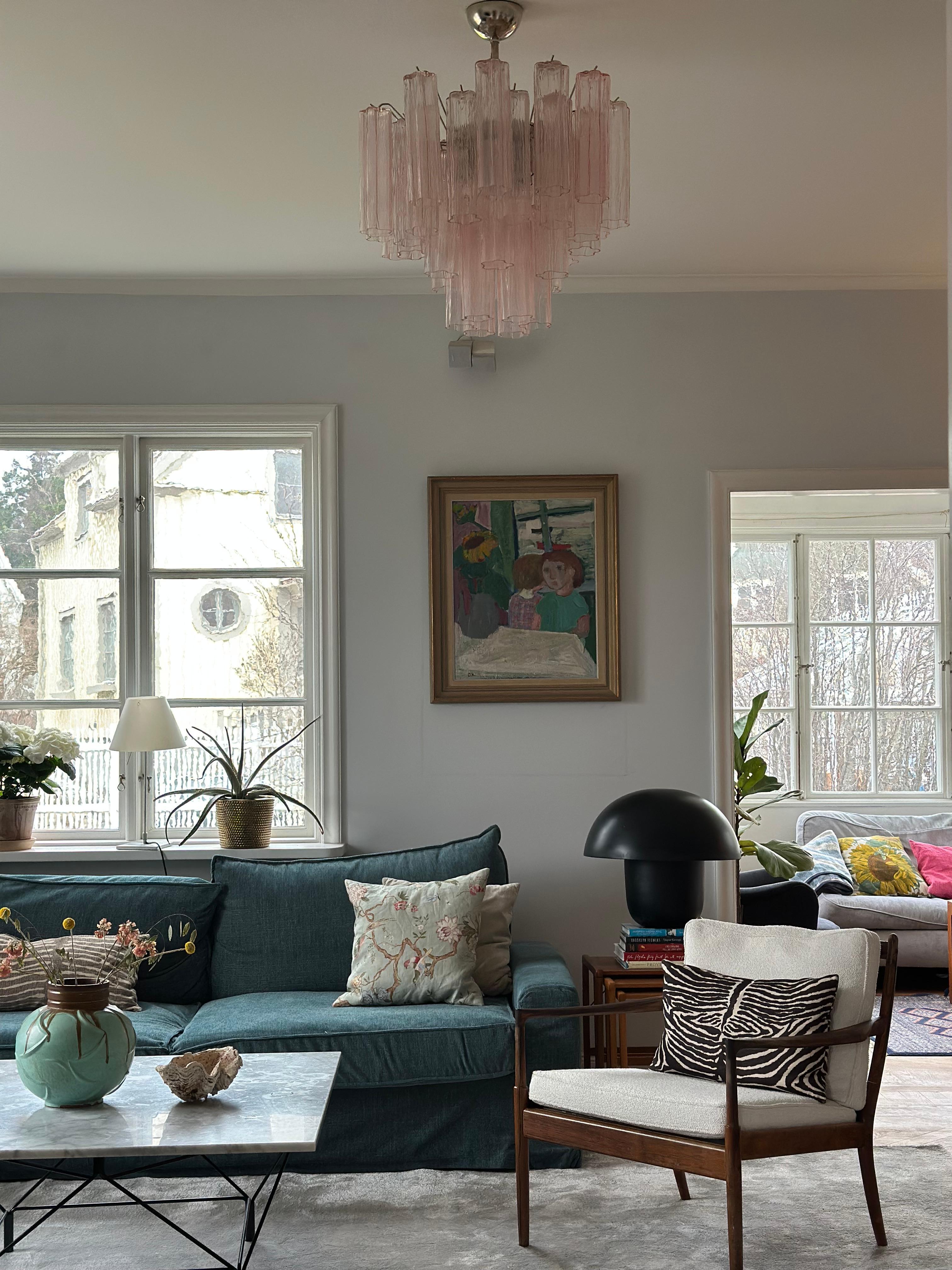 Verre Chandelier classique rose de Murano Tronchi en vente