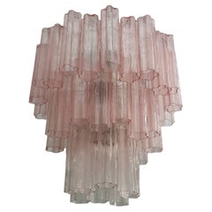 Classic Pink Murano Chandelier with Tube Formed Prisms