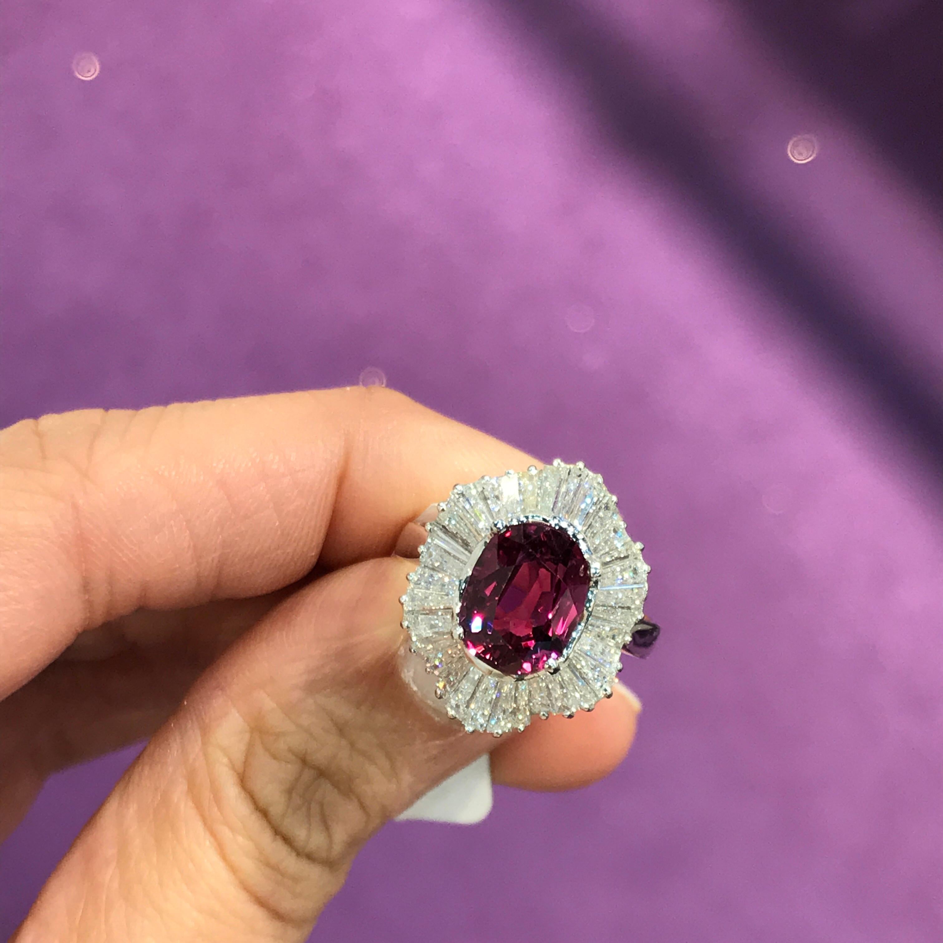 Women's Classic Pink Sapphire and Diamond Art Deco Style Cocktail Ring