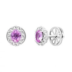 Classic Pink Sapphire Diamond 14K White Gold Ohrringe für Sie