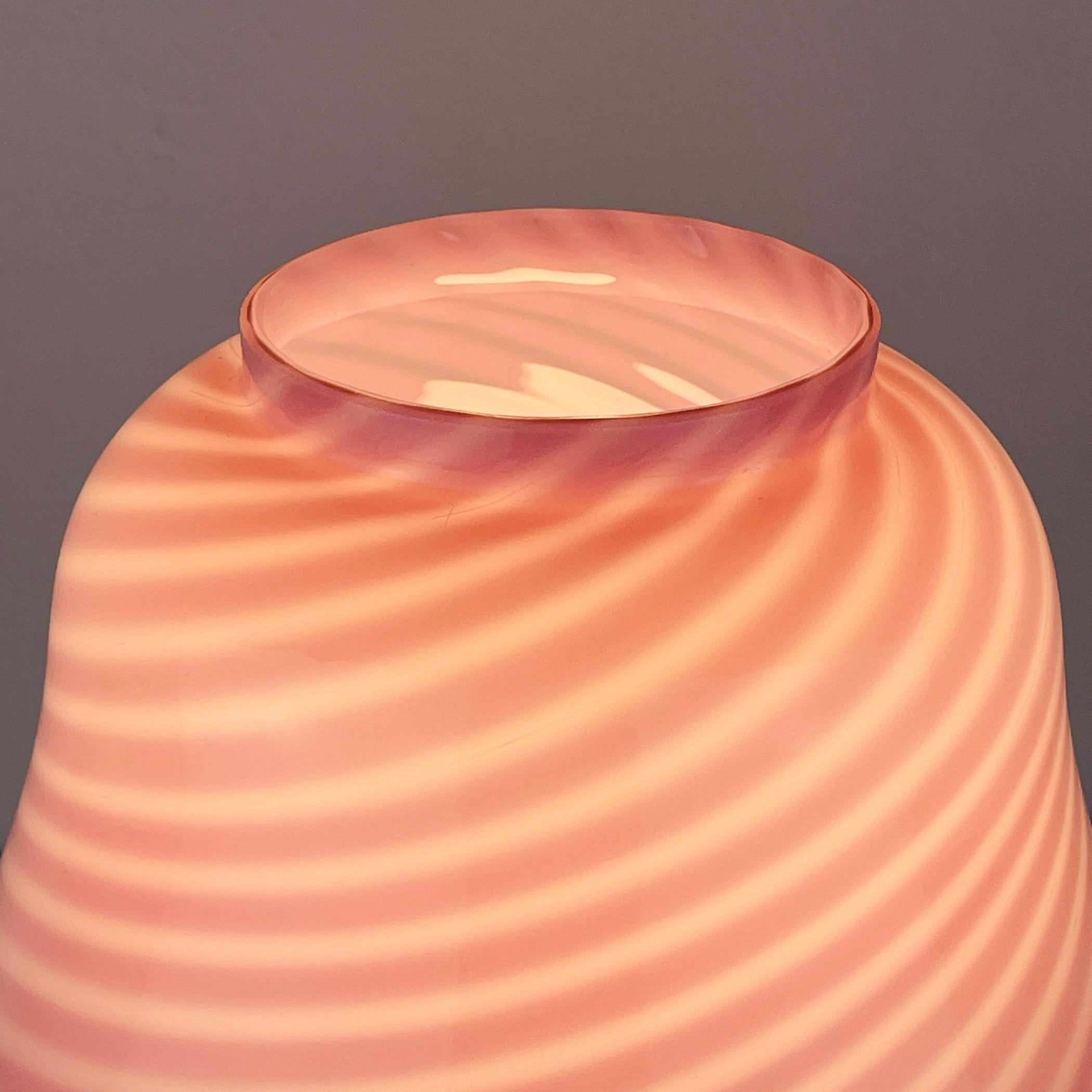 Classic pink swirl murano table lamp Mushroom Italy 1970s 1