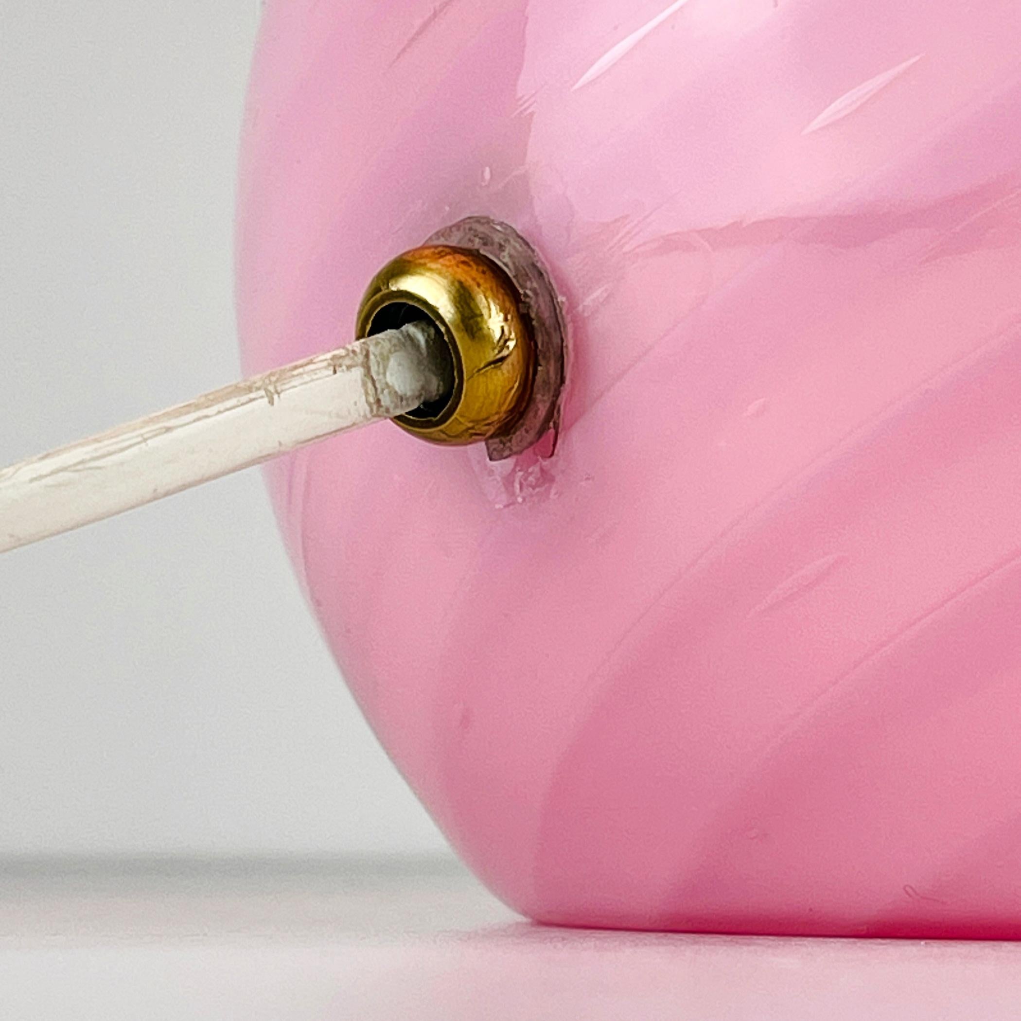 Classic pink swirl murano table lamp Mushroom Italy 1970s 3