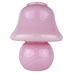 Classic pink swirl murano table lamp Mushroom Italy 1970s 