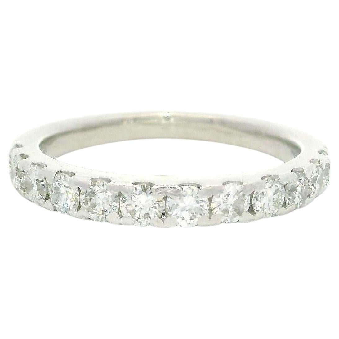 Classic Platinum 0.60ctw Round Pave Diamond Stackable Wedding Band Ring For Sale
