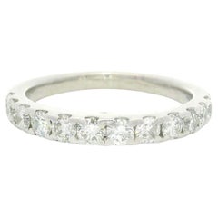 Classic Platinum 0.60ctw Round Pave Diamond Stackable Wedding Band Ring