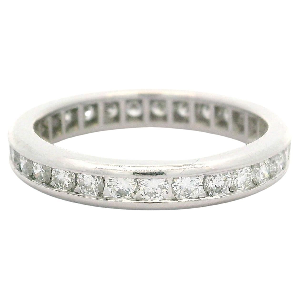 Classic Platinum 1.02ctw Round Channel Set Diamond Eternity Band Ring For Sale