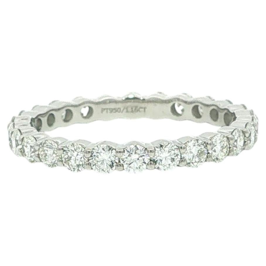 Classic Platinum 1.16ctw Round Diamond Eternity Stack Wedding Band Ring For Sale