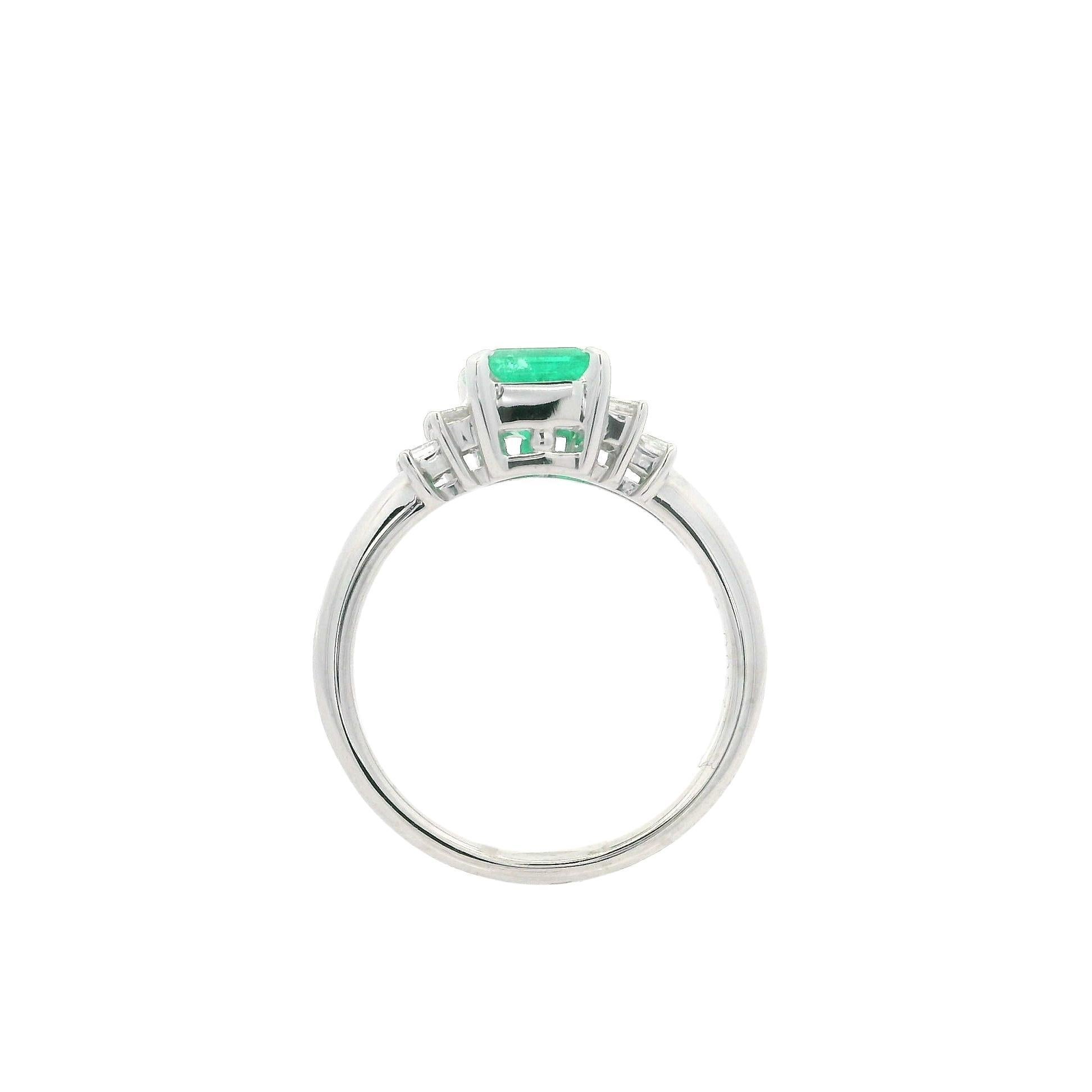 –Stone(s)–
(1) Natural Genuine Emerald - Emerald Cut - Prong Set - Very Nice Green Color - Natural Inclusions - 1.13ct (exact stamped)
(6) Natural Genuine Diamonds - Straight Baguette Cut - Prong Set - G/H Color - VS1/VS2 Clarity - 0.37ctw (exact