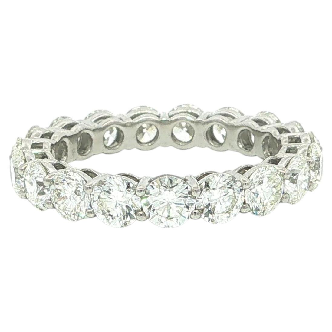 Classic Platinum 3.94ctw G VS1 Large Round Diamond Eternity Band Ring Size 7.5