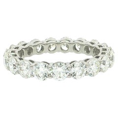 Classic Platinum 3.94ctw G VS1 Large Round Diamond Eternity Band Ring Size 7.5