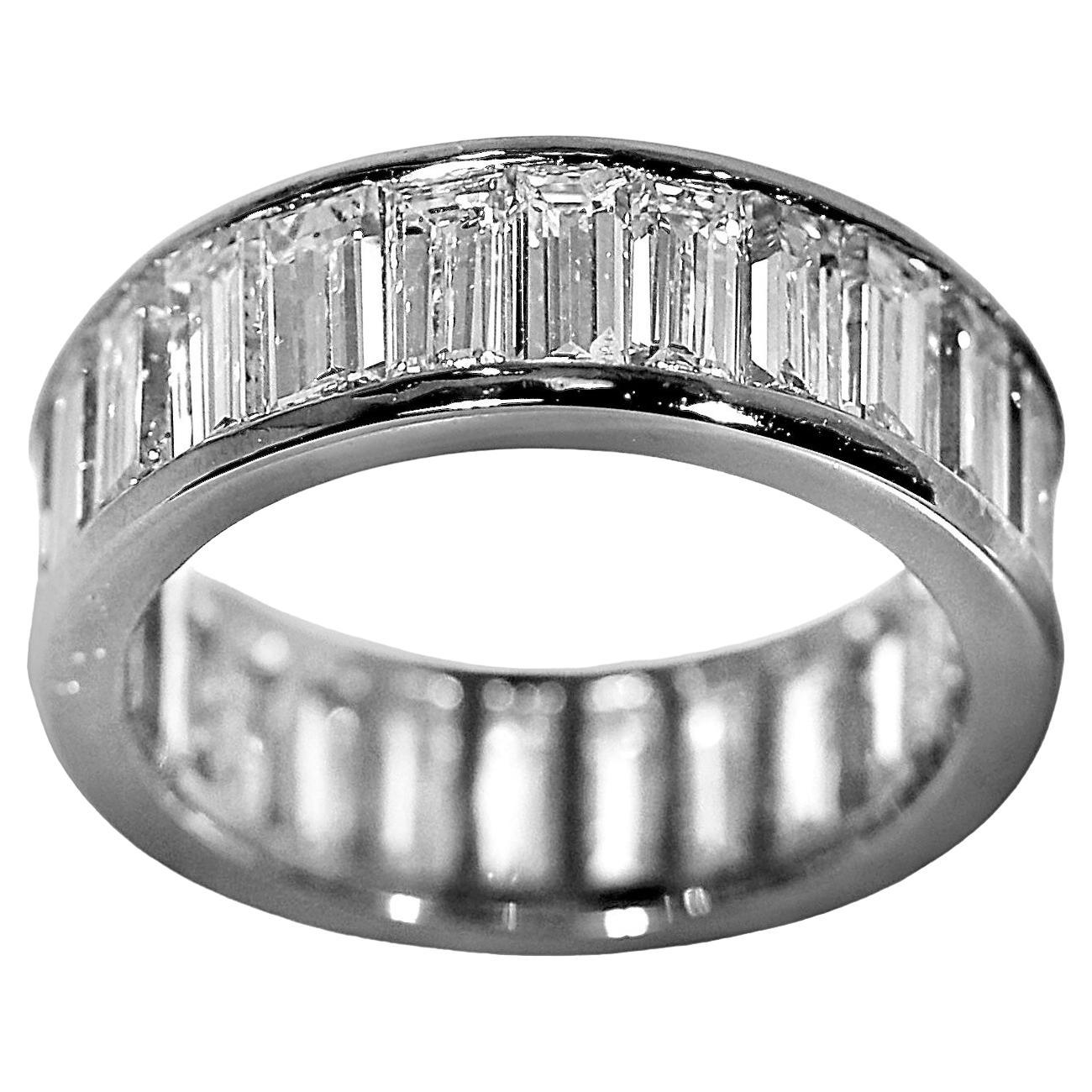Classic Platinum and Large Baguette Diamond Eternity Band Size 4 1/2