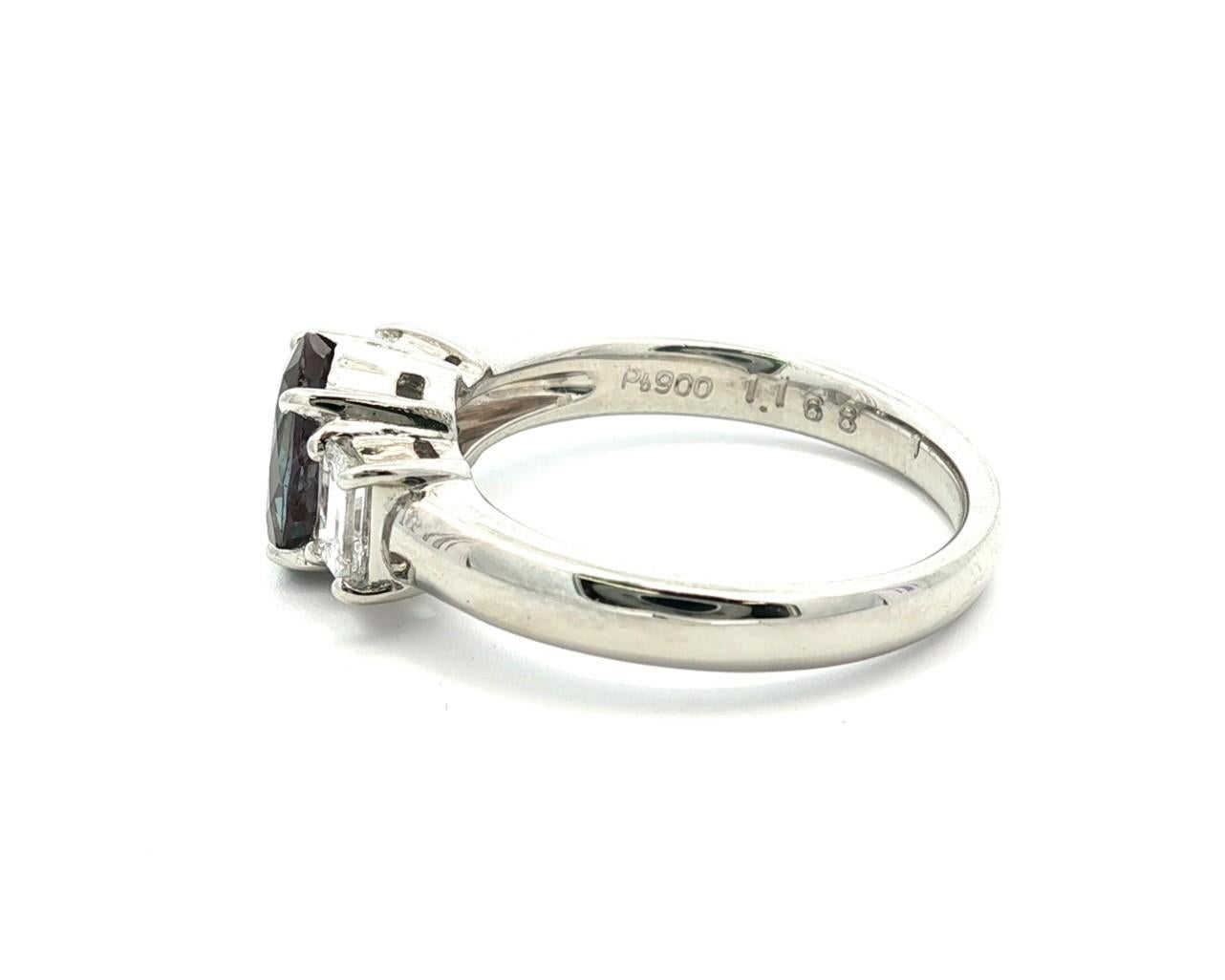 Bague classique en platine GIA 1.58ctw Top Color Change Diamond Alexandrite Accents en vente 8