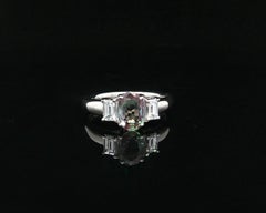 Classic Platinum GIA 1.58ctw Top Color Change Alexandrite Diamond Accents Ring