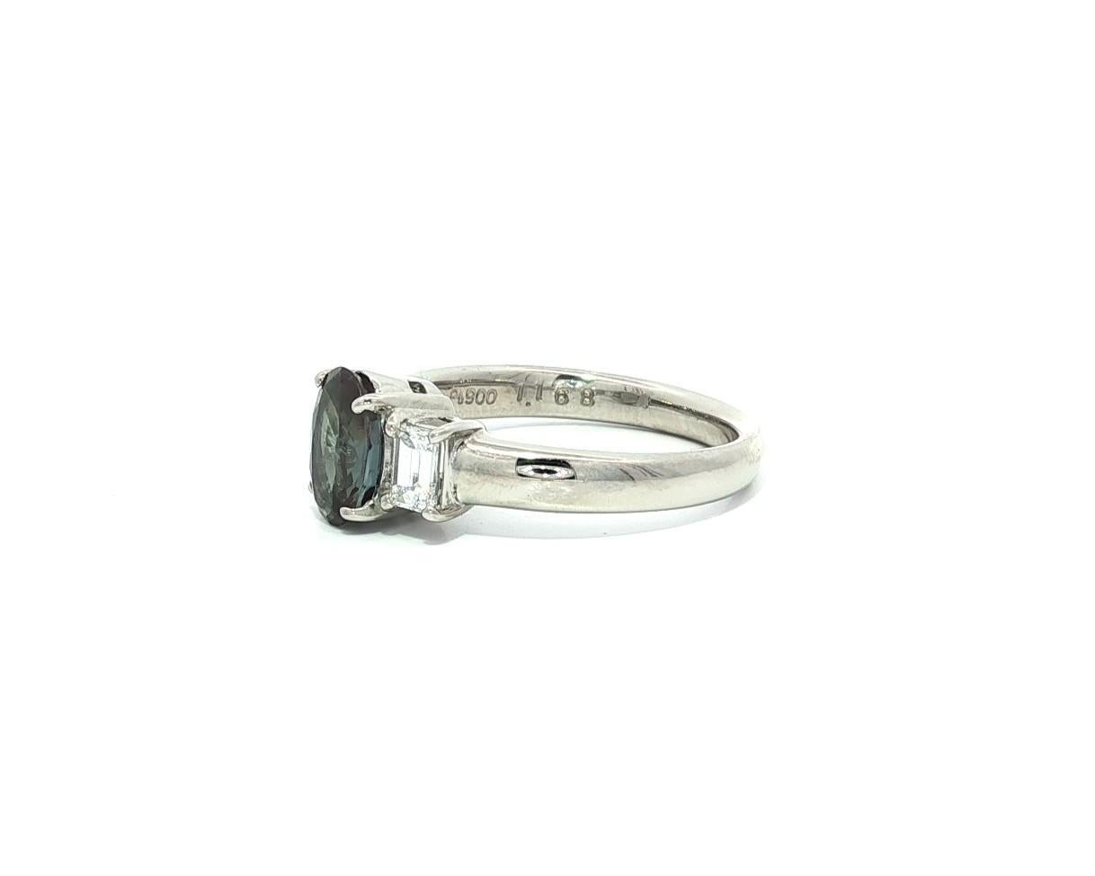 Bague classique en platine GIA 1.58ctw Top Color Change Diamond Alexandrite Accents en vente 3