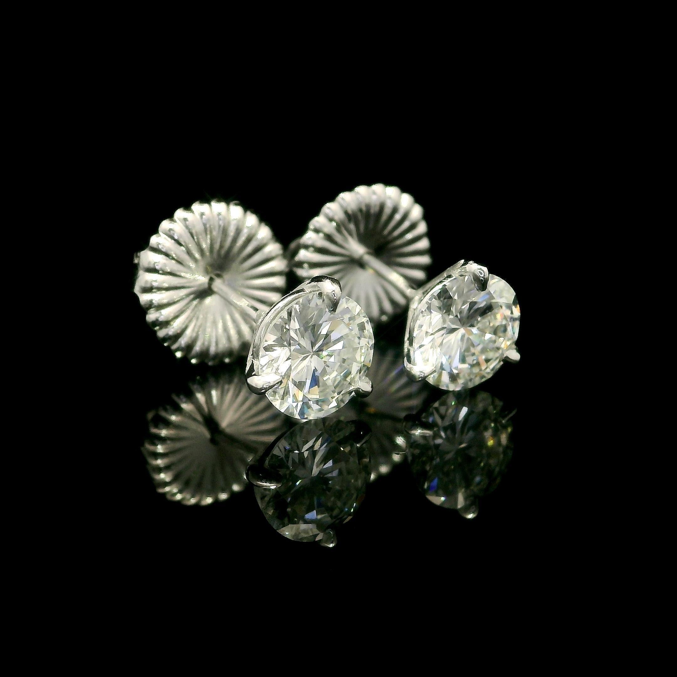 Classic Platinum GIA F VVS 2.05ctw Round Martini Set Diamond Stud Earrings For Sale 5