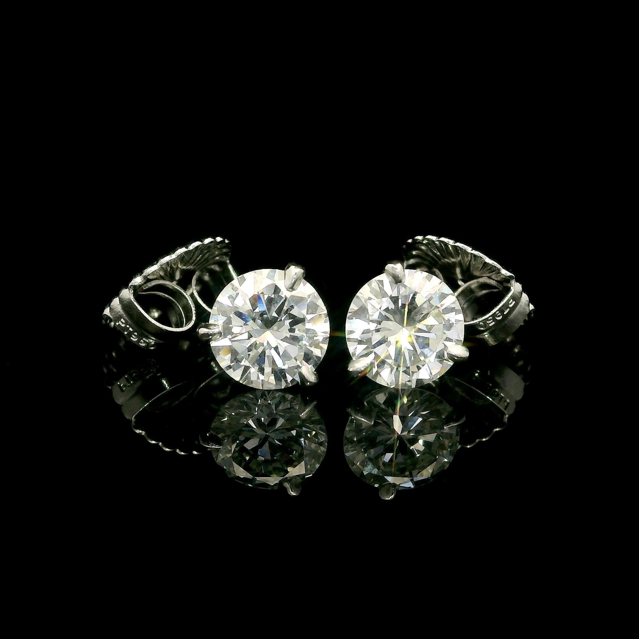 Classic Platinum GIA F VVS 2.05ctw Round Martini Set Diamond Stud Earrings For Sale 7