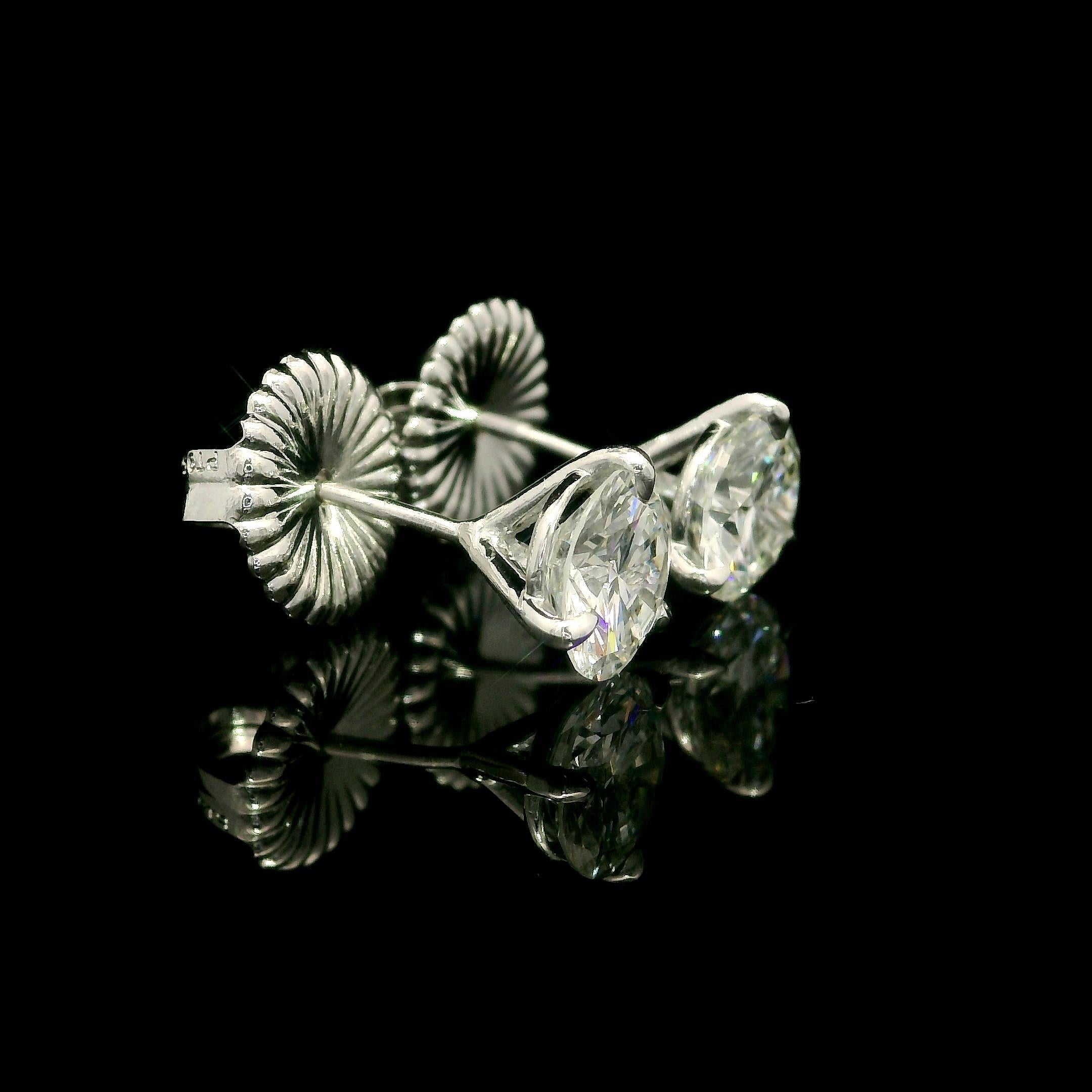 Classic Platinum GIA F VVS 2.05ctw Round Martini Set Diamond Stud Earrings For Sale 2